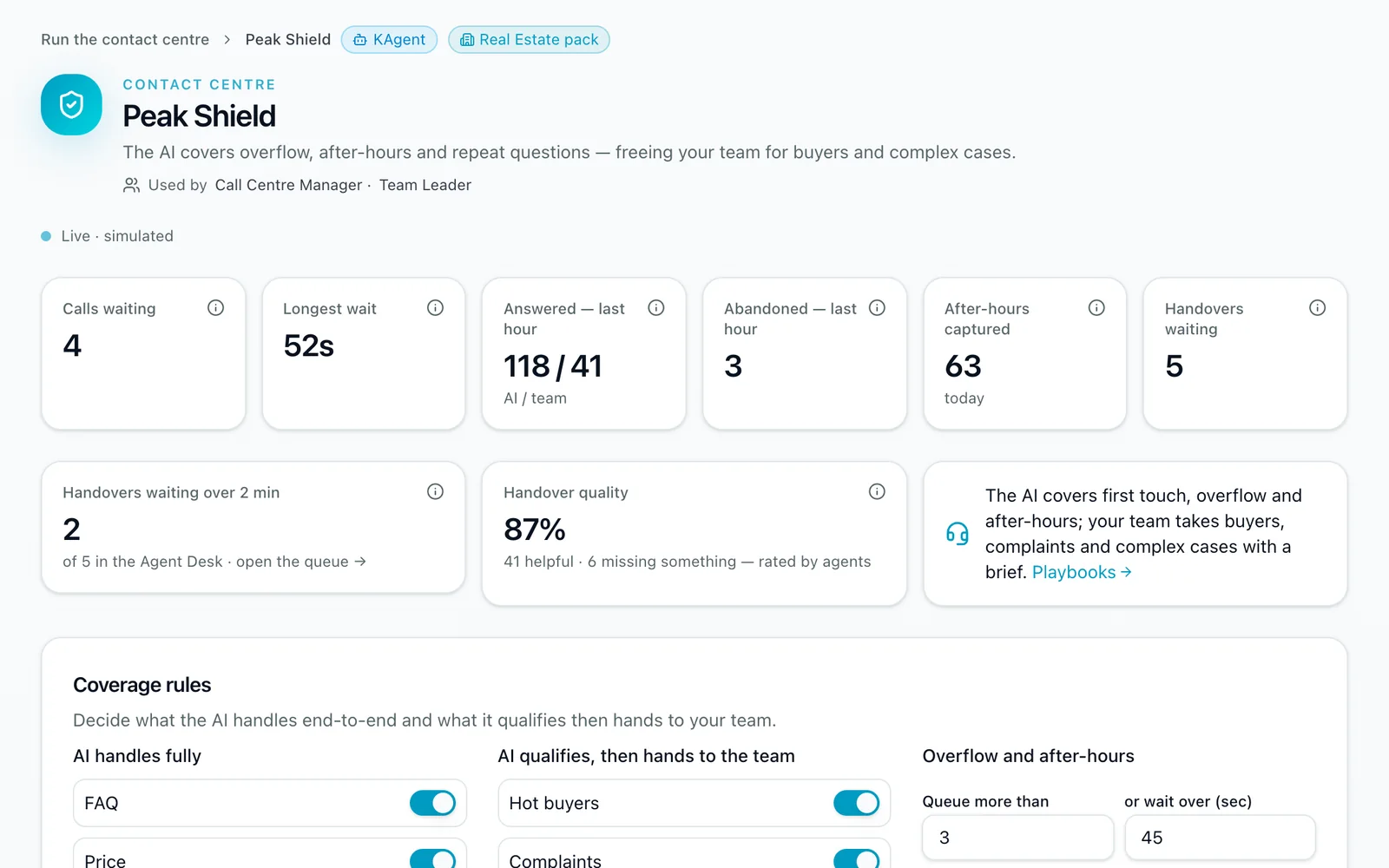 Decide what the AI handles fully, and what always goes to your team.